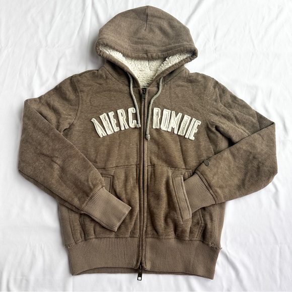 The Vintage Double Zipper Fleece Zip Up 🐻 by Abercrombie & Fitch; Size Large - Picture 2 of 9